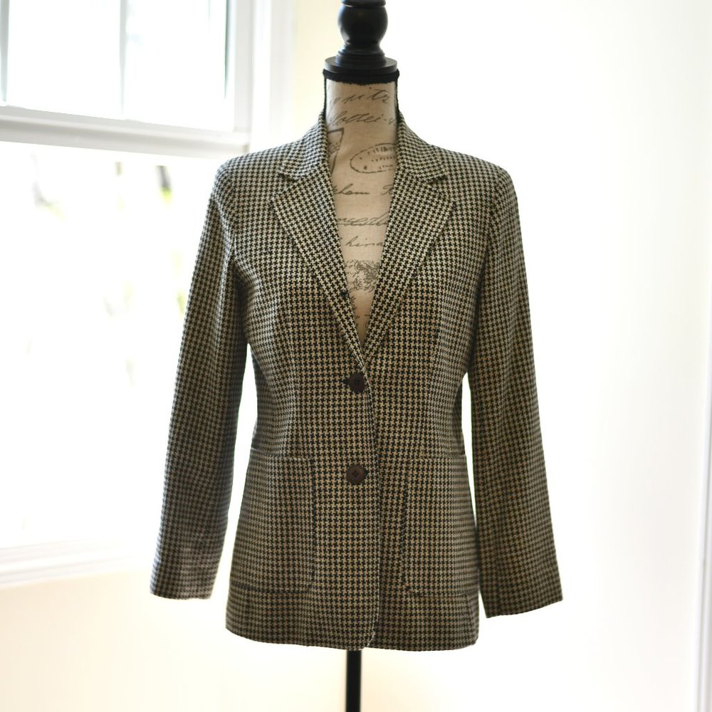 VINTAGE Lord & Taylor silk houndstooth blazer